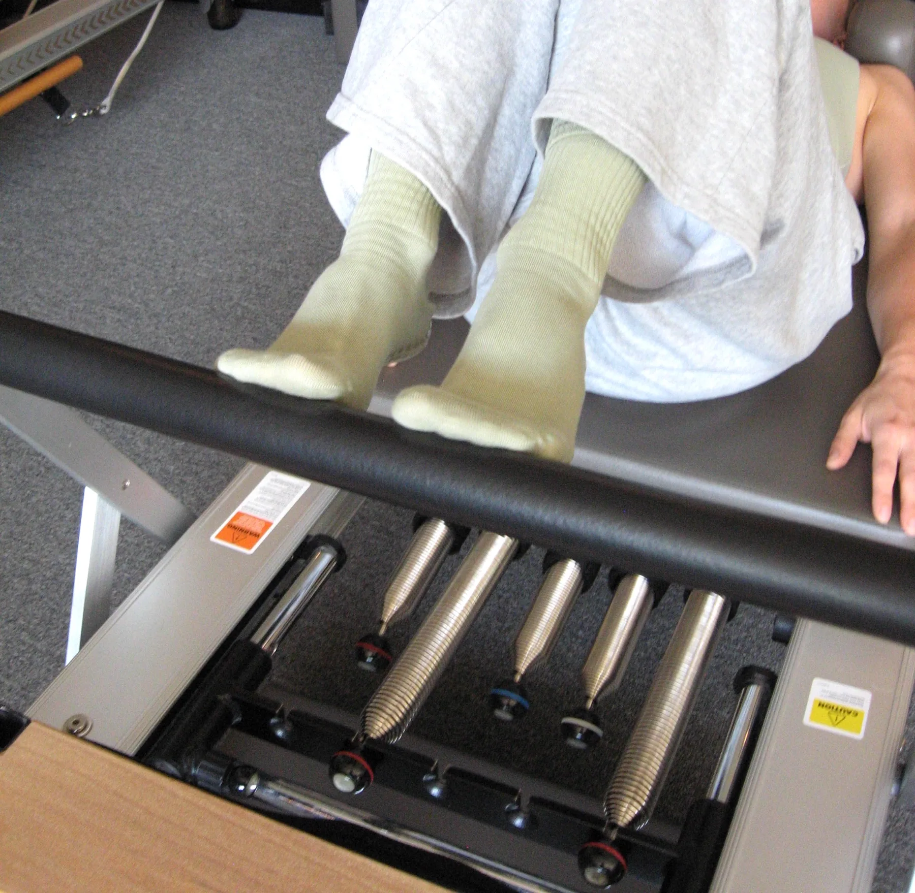 Grip socks on the reformer at SAH Studio