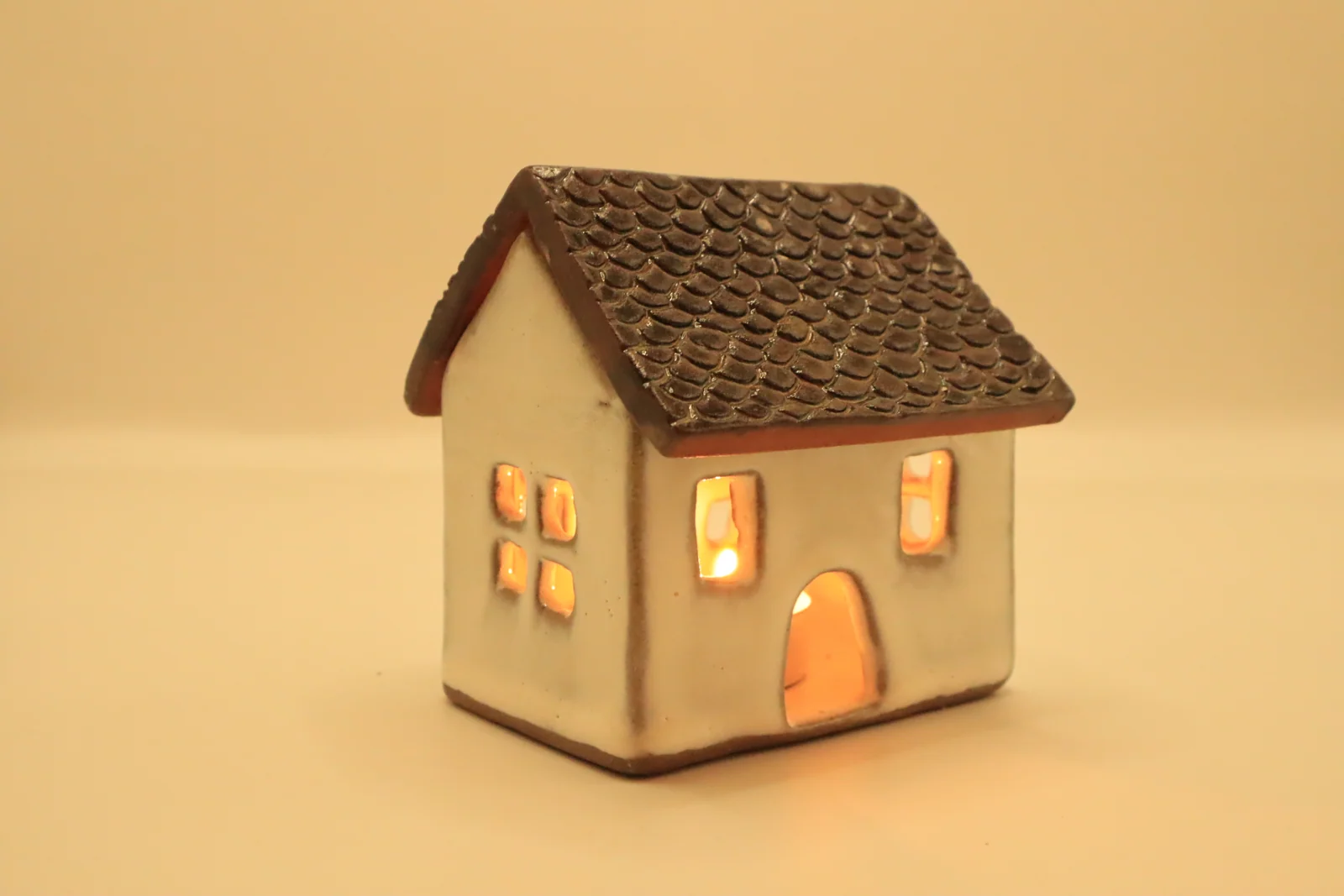 Tea house illuminated front view