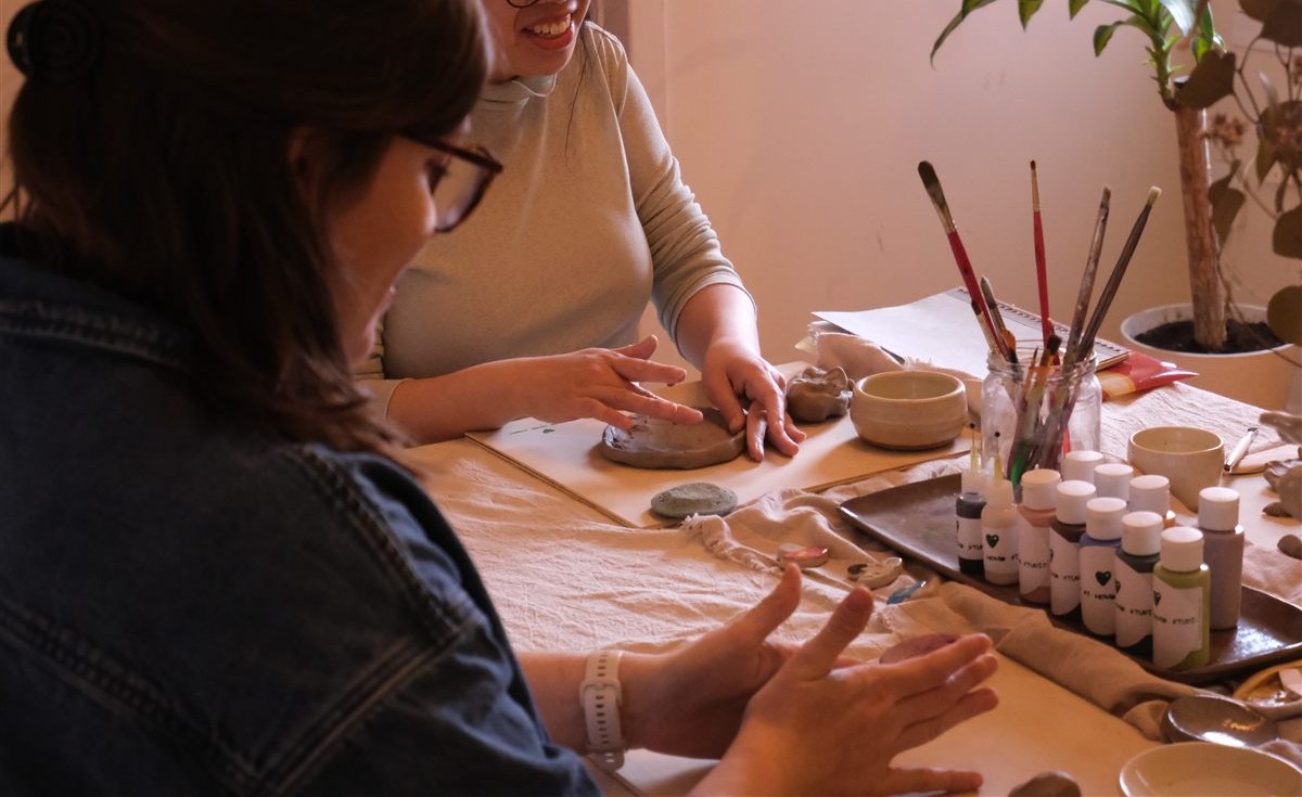 Clay Date — two people making pottery at SAH Studio